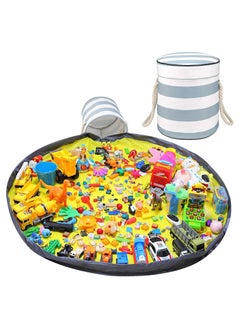 Toy Storage Organizer Baskets With Play Mat Outdoor Collapsible Canvas Storage Bucket and Large Activity Mat Toy Bin for Kids Room Classroom Playground