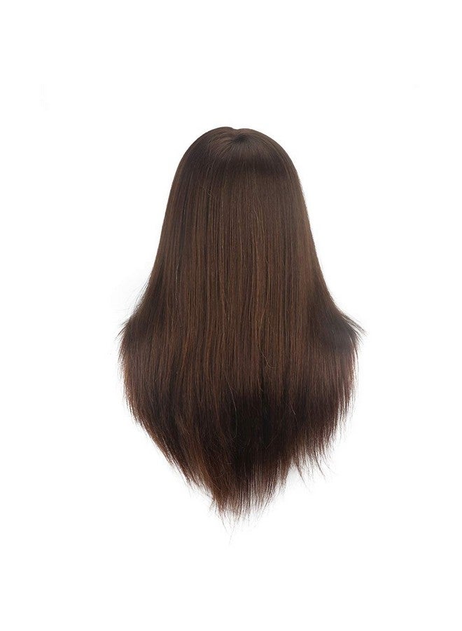 SHARONDS 18 Inch 100% Human Hair Brown Black Hairdresser Exercise Head Dummy Model With Long Hair Styling Exercise Head Model. (Brown) - Image 4