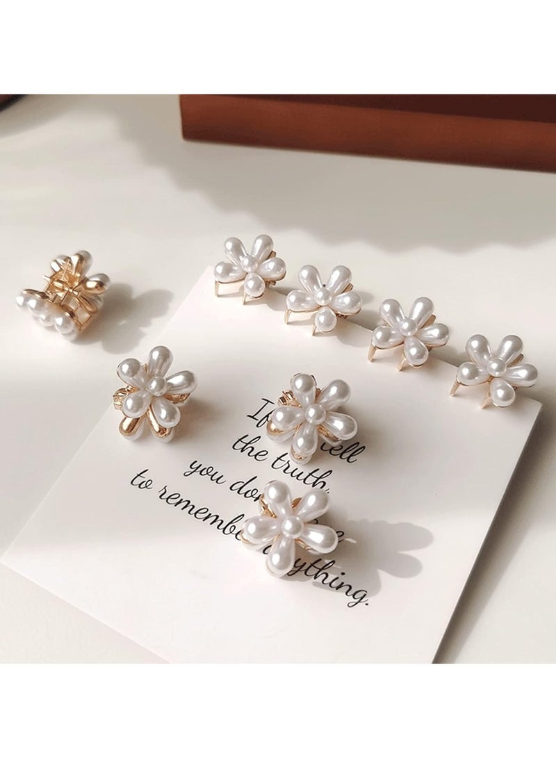 30 Pcs Mini Hair Claw Clips, Pearl & Solid Colors, Cute Bangs Clips for Women, Strong Grip, Multi-Purpose Hair Accessories (10 Pearl Flower, 10 Black, 10 Brown)