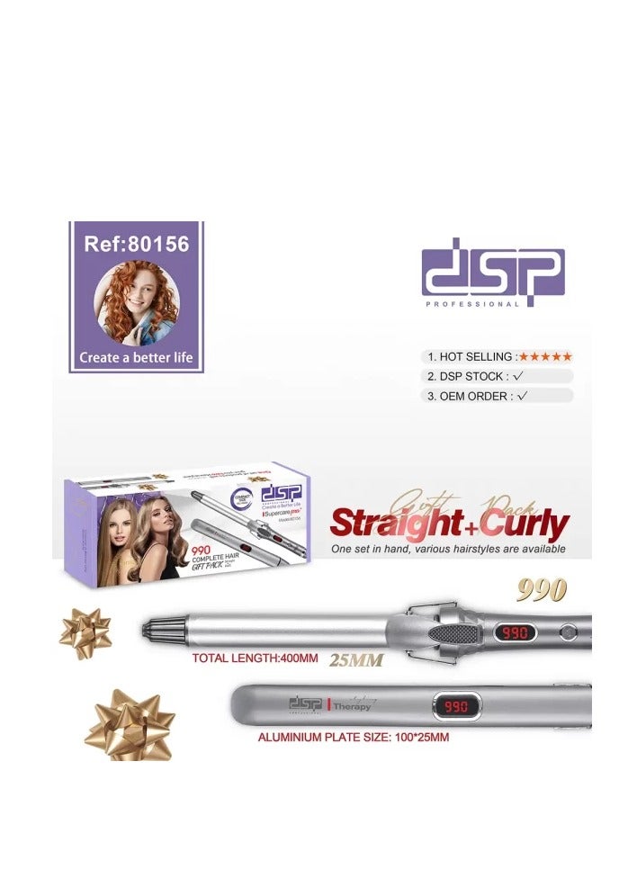 DSP 2 in 1 Hair Curler & Straightener Styling Set | 6 Heat Levels | LED Temperature Display | Model 80156 - Image 3