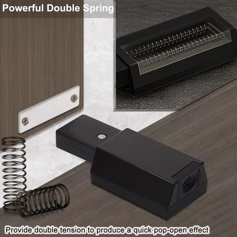 CBRIVE Store Magnetic Push to Open Cabinet Hardware 2 Pack Heavy Duty Push Latch & Lock for Hidden Door Touch Latches and Catch Magnet Push Release Drawer Pull Tip on RV Closet Close Strong Pop Out, Black - Image 2