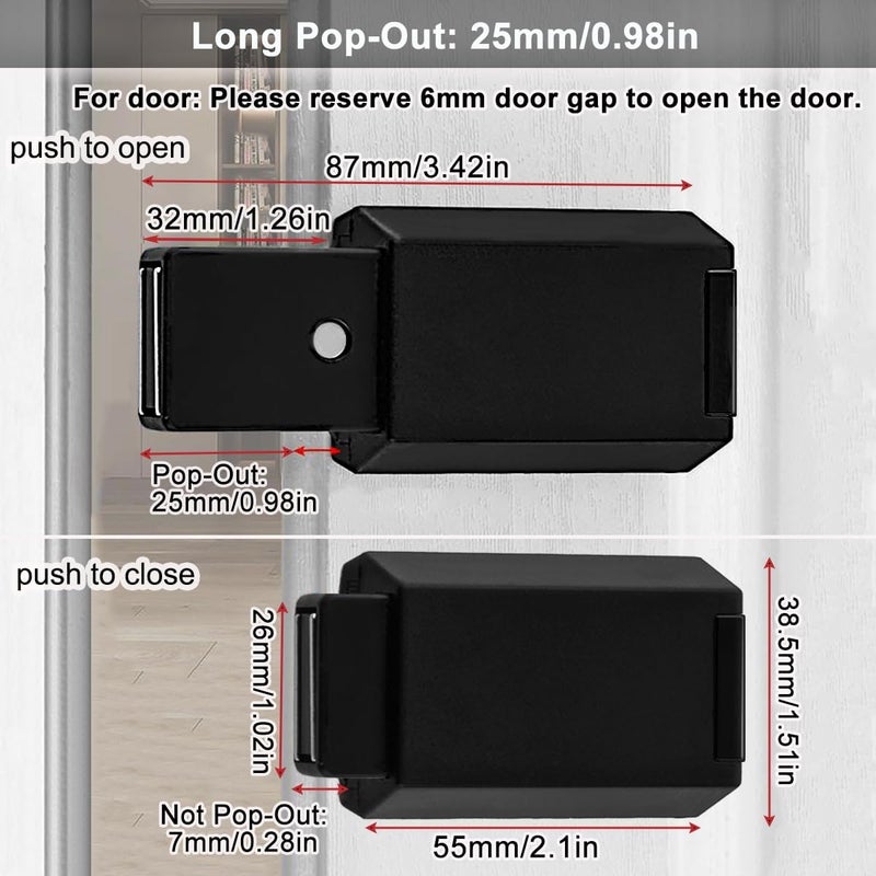 CBRIVE Store Magnetic Push to Open Cabinet Hardware 2 Pack Heavy Duty Push Latch & Lock for Hidden Door Touch Latches and Catch Magnet Push Release Drawer Pull Tip on RV Closet Close Strong Pop Out, Black - Image 4
