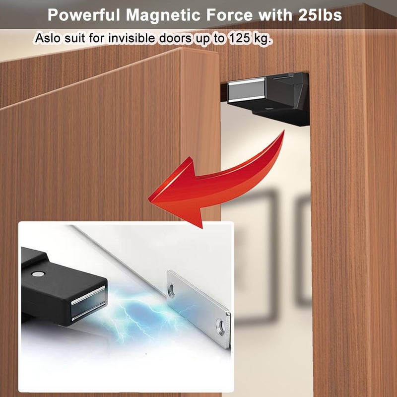 CBRIVE Store Magnetic Push to Open Cabinet Hardware 2 Pack Heavy Duty Push Latch & Lock for Hidden Door Touch Latches and Catch Magnet Push Release Drawer Pull Tip on RV Closet Close Strong Pop Out, Black - Image 3