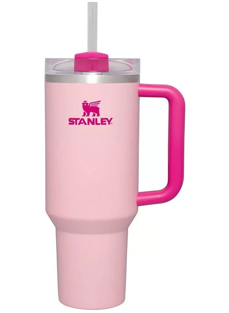 Stanley 40oz Stanley Quencher H20 Flowstate Stainless Steel Vacuum Insulated Tumbler with Lid and Straw for Water, Iced Tea or Coffee, Smoothie and More, Cream (Flamingo Pink)  - Image 2