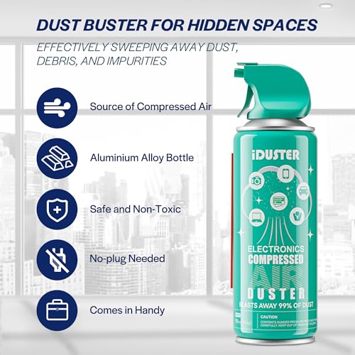 iDuster Compressed Air Duster Can for Electronics - 10oz Disposable Keyboard Cleaner Air Spray for Computer Cleaning - Image 4