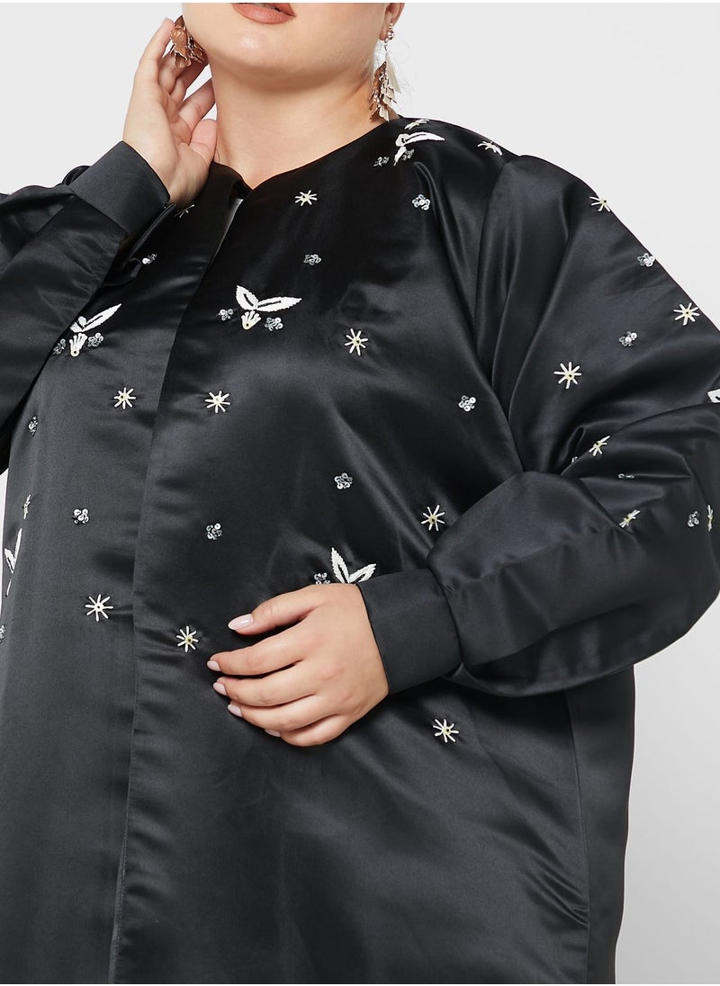 Hayas Closet Curve - Embellished Puff Sleeve Abaya - Image 1