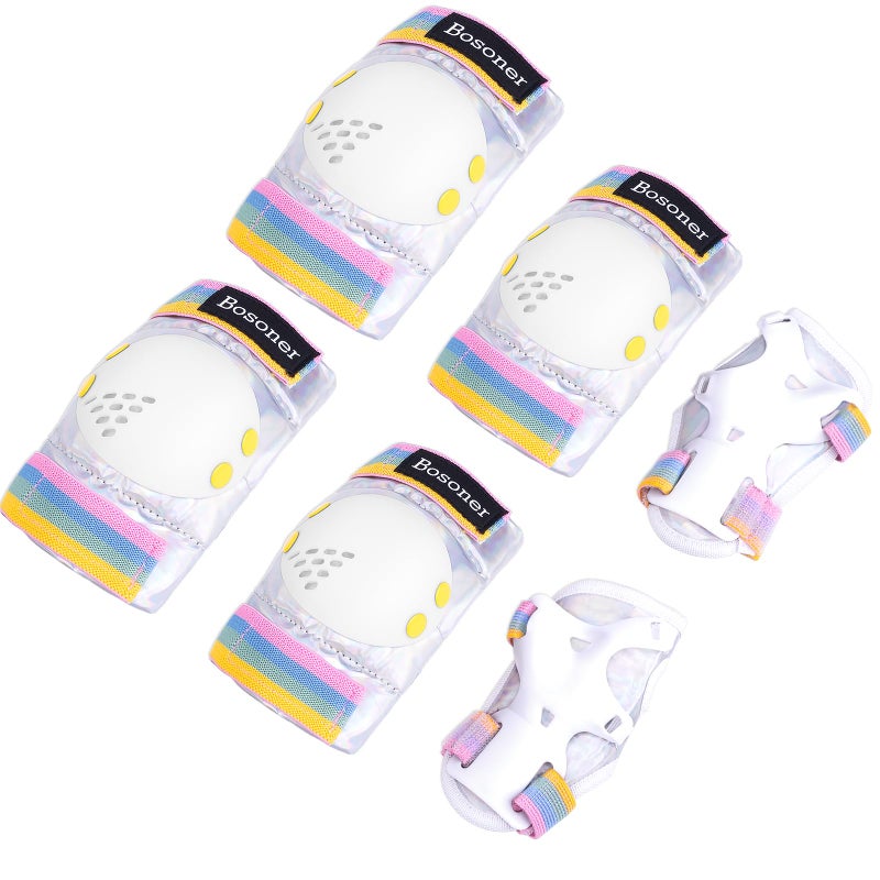 BOSONER Knee Elbow Pads for Kids: Roller Bike Skate Protective Gear with Wrist Guards for Toddler and Kids - 6Pcs Sport Safety Set for Girls Boys - Image 1