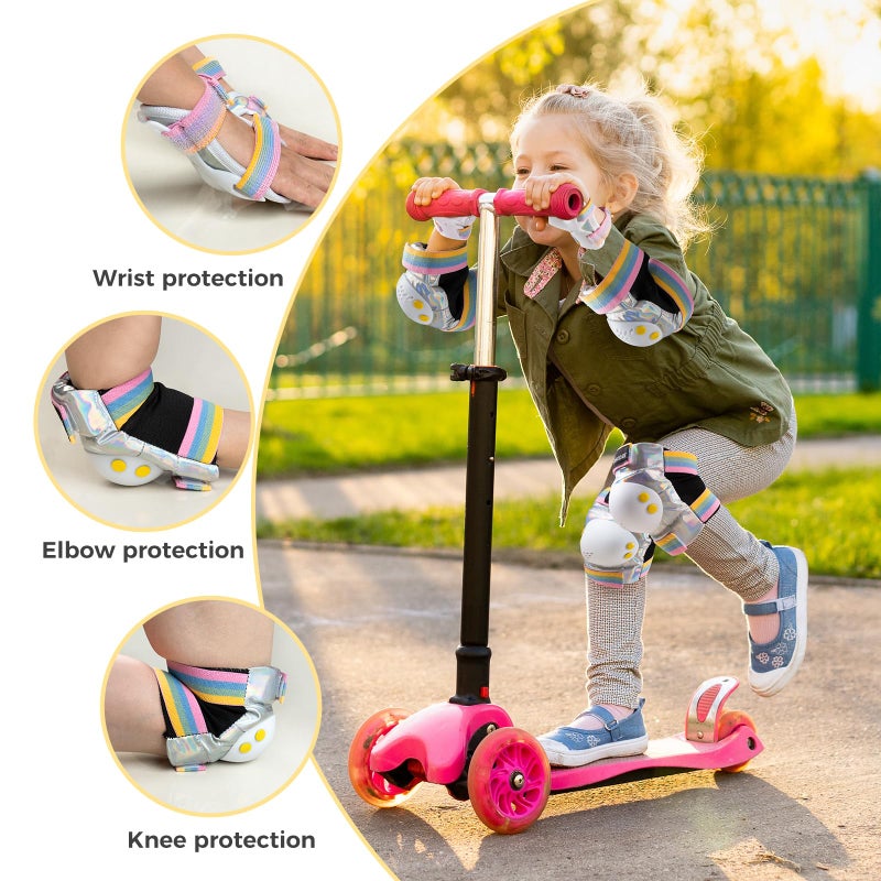 BOSONER Knee Elbow Pads for Kids: Roller Bike Skate Protective Gear with Wrist Guards for Toddler and Kids - 6Pcs Sport Safety Set for Girls Boys - Image 2