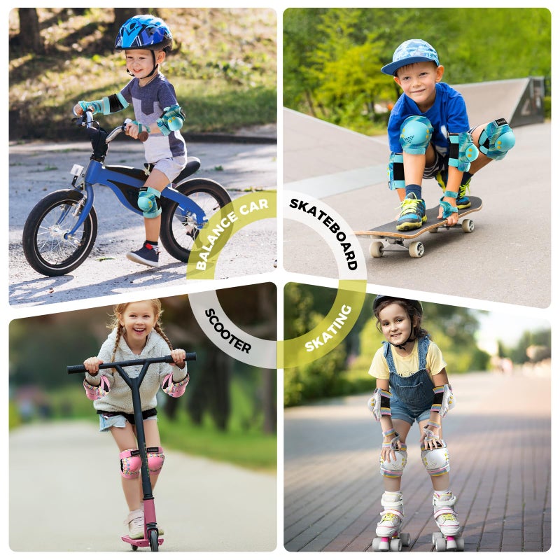 BOSONER Knee Elbow Pads for Kids: Roller Bike Skate Protective Gear with Wrist Guards for Toddler and Kids - 6Pcs Sport Safety Set for Girls Boys - Image 4