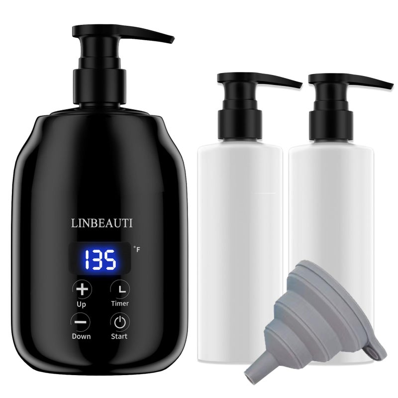 Massage Oil Warmer with Two Oil Bottle Dispenser Lotion Bottle Warmer Dispenser Heater Smart Touch Key Electric Warm Lotion Dispenser Lube Gel Cream Warmer for Home Pro Salon Spa Massage