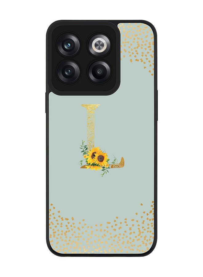 Stylizedd Rugged Black edge case for OnePlus 10T Slim fit Soft Case Flexible Rubber Edges Anti Drop TPU Gel Thin Cover - Custom Monogram Initial Letter Floral Pattern Alphabet - L (Light Grey ) - Image 1