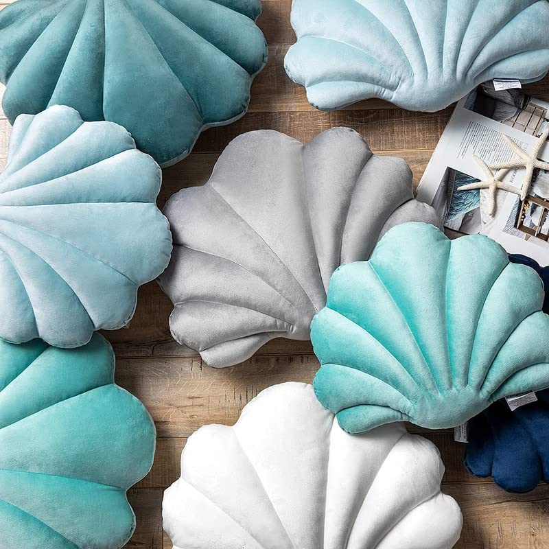 Peach Cuddle Seashell Decorative Cushion (Pack of 1, Size: 16x16 Inch, Yellow, Velvet) Seashell Cushion for Home Decor, Bedroom, Living Room, Nursery, Luxury Cushion - Image 4