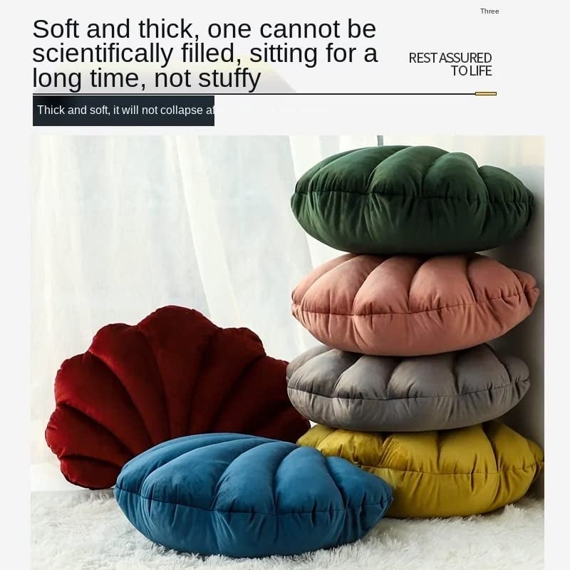 Peach Cuddle Seashell Decorative Cushion (Pack of 1, Size: 16x16 Inch, Yellow, Velvet) Seashell Cushion for Home Decor, Bedroom, Living Room, Nursery, Luxury Cushion - Image 3