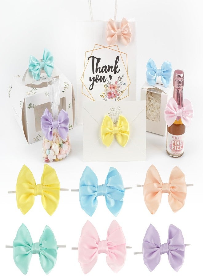 AIMUDI Pastel Bows 3.5" Satin Bows with Twist Ties 6 Colors Pastel Bow for Gift Wrapping Crafts Treat Bags Candy Cake Pop Premade Bow for Easter Day Baby Shower Birthday Spring Decoration, 60 PCs - Image 1