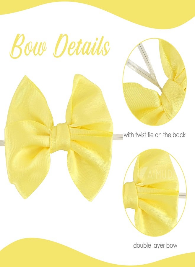 AIMUDI Pastel Bows 3.5" Satin Bows with Twist Ties 6 Colors Pastel Bow for Gift Wrapping Crafts Treat Bags Candy Cake Pop Premade Bow for Easter Day Baby Shower Birthday Spring Decoration, 60 PCs - Image 4
