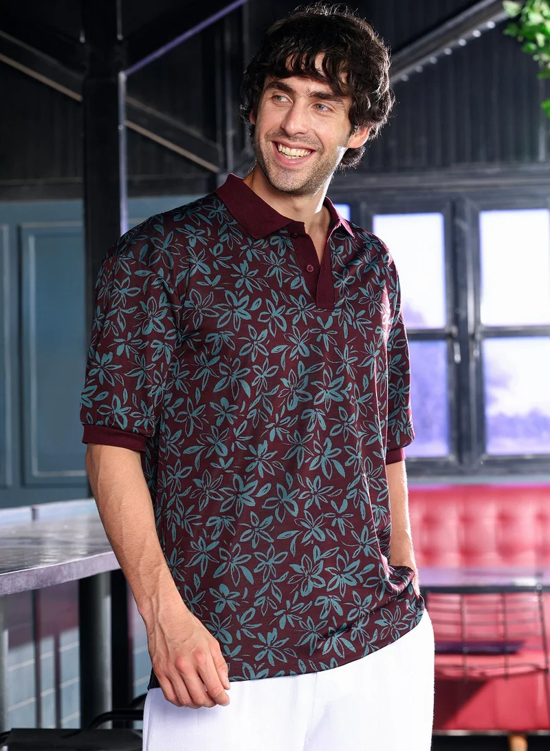 كامبوس سوترا تيشيرت بولو رجالي بنقش زهور جاكار