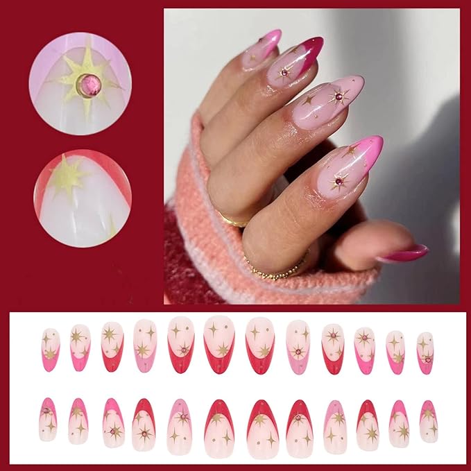JUSTOTRY 24 Pcs Black French Tip Press on Nails Short DesignsGlossy Nude False Nails SquarePretty Stick on Nails for Women and TeensSquoval Fake Nails for Nails Art - Image 4
