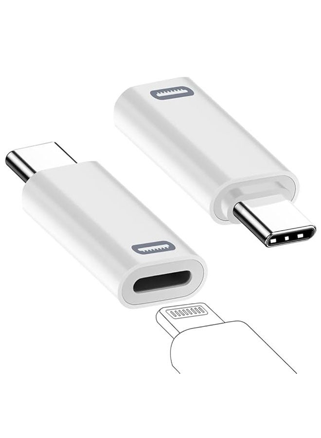 2 Pack USB C Male to Lightning Adapter, Type C Female to Lightning Male Adapter, Type C Connector for iphone 15/15 Plus/15 Pro/15 Pro Max ipad Air and More Type C Devices Charging Support Data  - Image 1