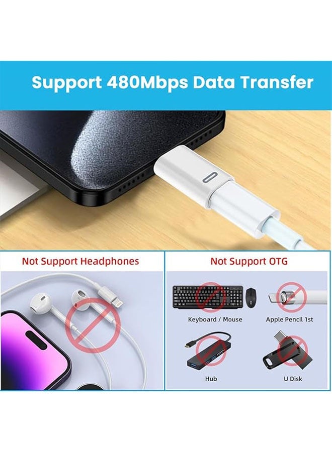 2 Pack USB C Male to Lightning Adapter, Type C Female to Lightning Male Adapter, Type C Connector for iphone 15/15 Plus/15 Pro/15 Pro Max ipad Air and More Type C Devices Charging Support Data  - Image 5