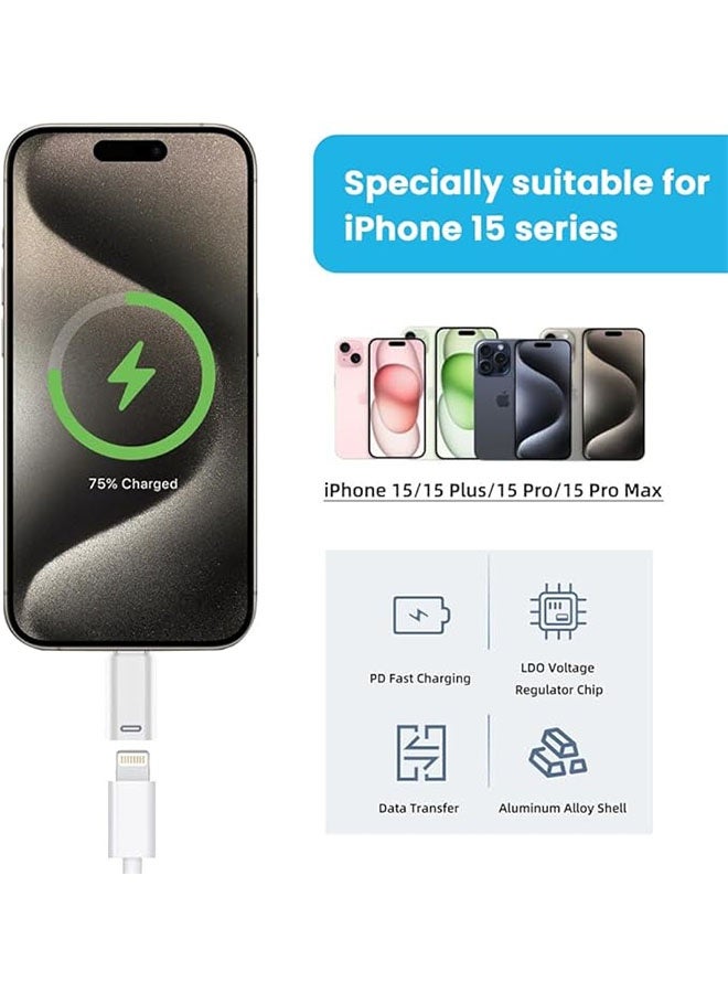 2 Pack USB C Male to Lightning Adapter, Type C Female to Lightning Male Adapter, Type C Connector for iphone 15/15 Plus/15 Pro/15 Pro Max ipad Air and More Type C Devices Charging Support Data  - Image 2