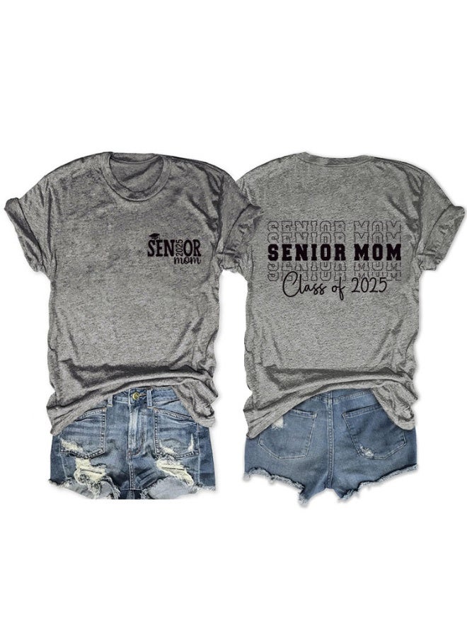 Fashion‘Senior Mom’ Printed T-Shirt Graduation Gifts Causal Teacher Tee Tops - Image 1