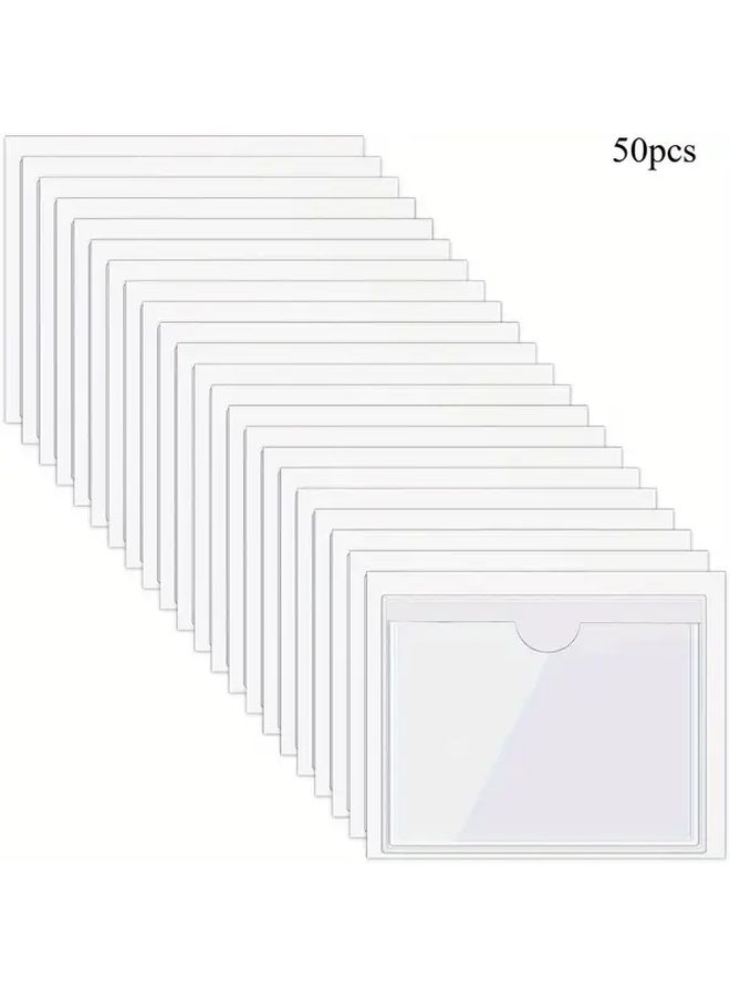 Clear Top Loading Index Card Pockets 2 36 X 3 94 Inches Self Adhesive Holders For Cards Photos Whiteboard Office Decor - Image 3