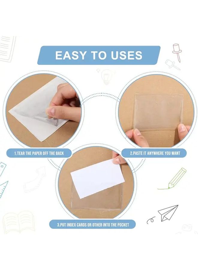 Clear Top Loading Index Card Pockets 2 36 X 3 94 Inches Self Adhesive Holders For Cards Photos Whiteboard Office Decor - Image 5