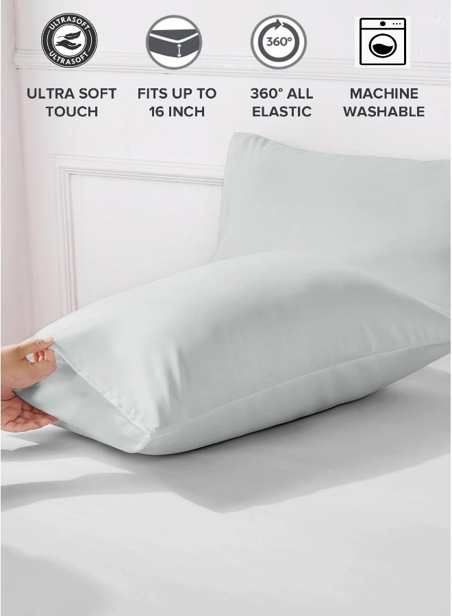 Noon East Super King Size 4Pc Fitted Sheet Set | Soft Microfiber Material | Light Grey Color | 1 Fitted Sheet 200 X 200 Cm With 40 Cm Deep Pocket, 1 Flat Sheet 280 X 280 Cm, 2 Pillow Cases 50 X 100Cm | Suitable For Super King Size Mattress - Image 4