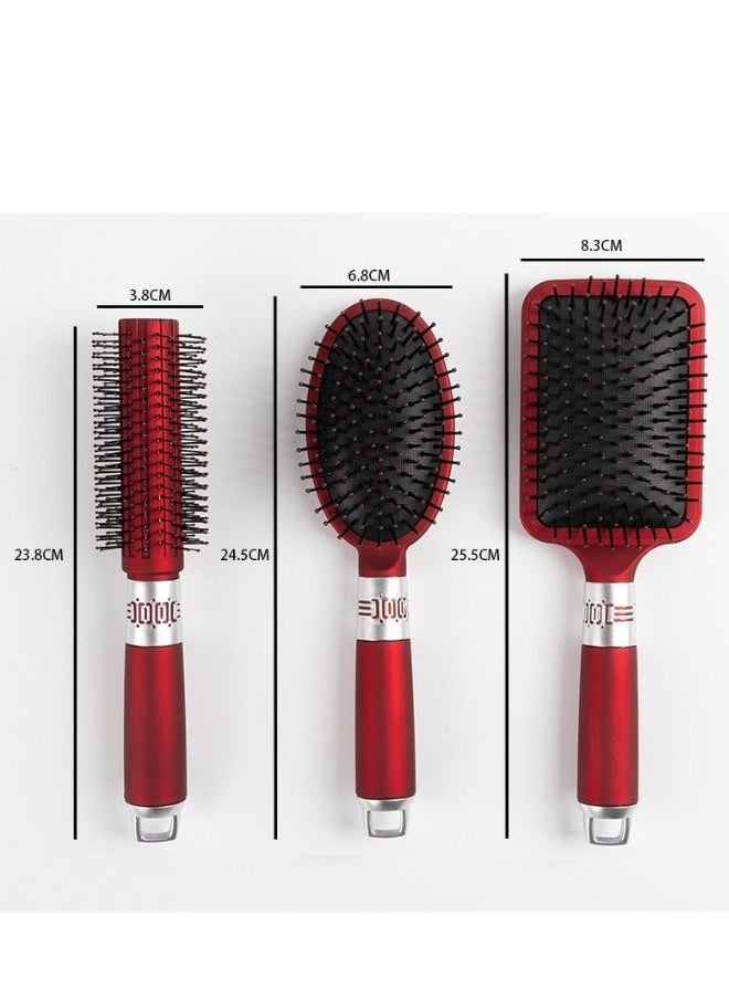 Super - 3-Piece Hair Comb Set Scalp Massage Comb Set with Wide Tooth Comb and Grooming Comb  for Women Men and Kids Reduce Frizz and Massage Scalp Red - Image 1