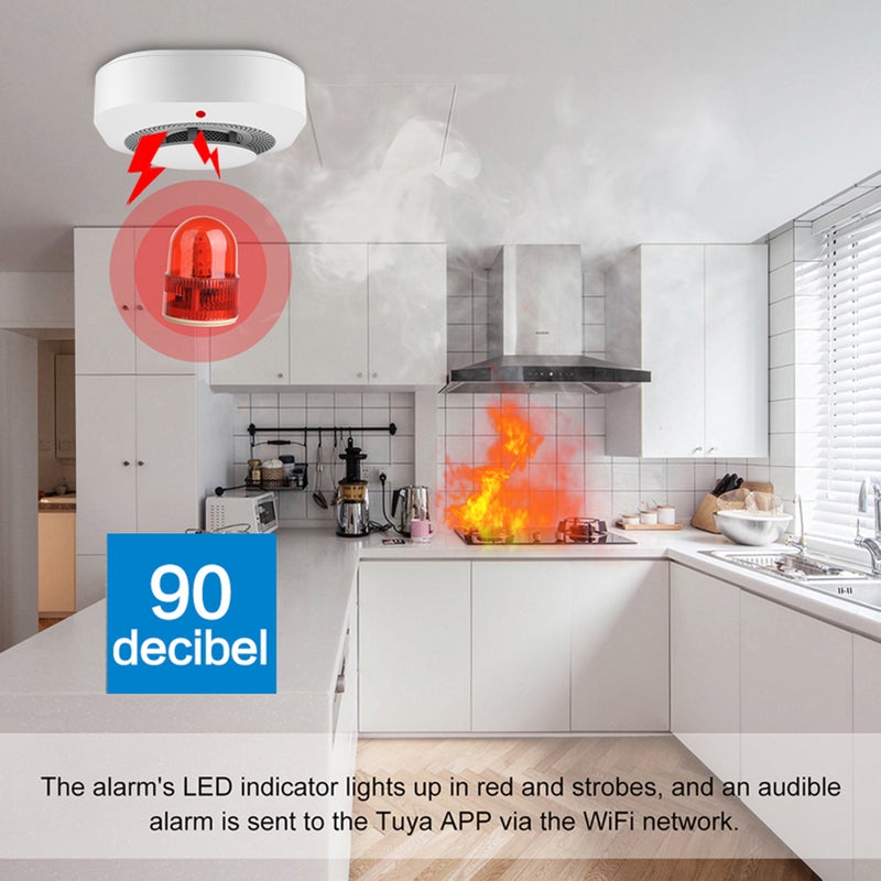 TUYA Smoke Detector Wireless White Color Smoke Sensor Highly Sensitive alarm fire for Home Alarm System - Image 4