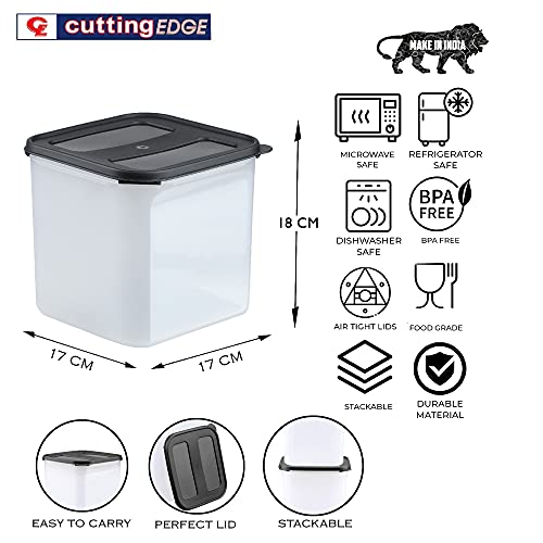 Cutting EDGE Modular Plastic Container Set of 2-4500ml, BPA-Free & Leak-Proof, Stackable & Nestable, Reusable Food Organizers For Kitchen, Pantry, Fridge & Meal Prep (Black) - Image 3