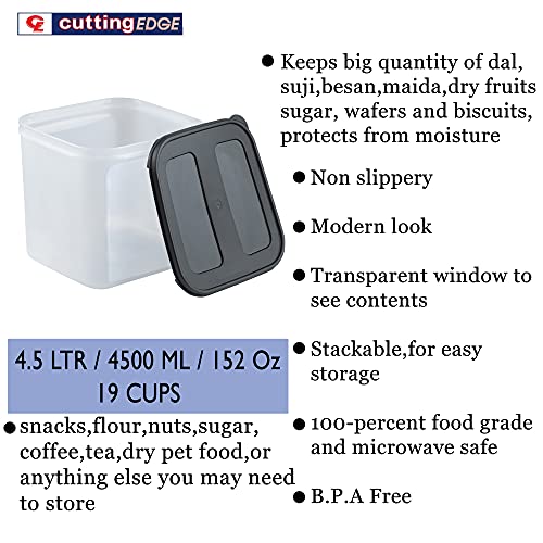 Cutting EDGE Modular Plastic Container Set of 2-4500ml, BPA-Free & Leak-Proof, Stackable & Nestable, Reusable Food Organizers For Kitchen, Pantry, Fridge & Meal Prep (Black) - Image 2