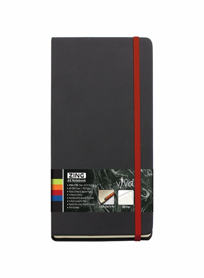Viva ZING | A5 NOTEBOOK | Planner Diary | Hard Cover | 80 gsm | ruled | Squares Pages | Information pages | office diary planner (ORANGE) - Image 1