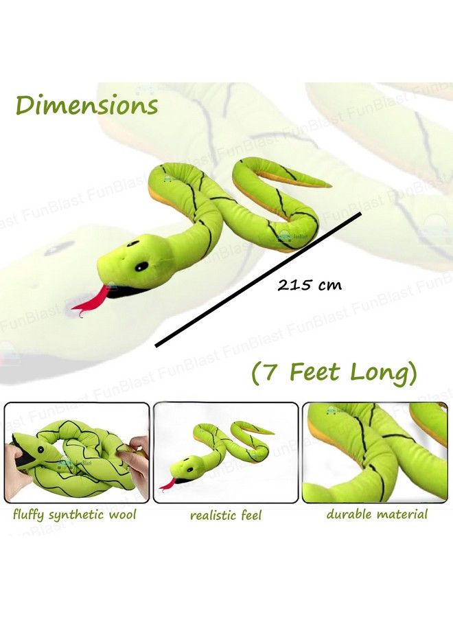 FunBlast دمى ثعبان عملاقة من القماش الناعم، ألعاب حيوانات محشوة للأطفال الأولاد والبنات؛ أفضل هدية، دمية ناعمة لتزيين المنزل، دمية ثعبان محشوة (طولها 7 أقدام) - Image 3