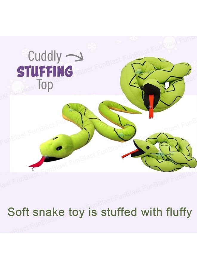 FunBlast دمى ثعبان عملاقة من القماش الناعم، ألعاب حيوانات محشوة للأطفال الأولاد والبنات؛ أفضل هدية، دمية ناعمة لتزيين المنزل، دمية ثعبان محشوة (طولها 7 أقدام) - Image 4
