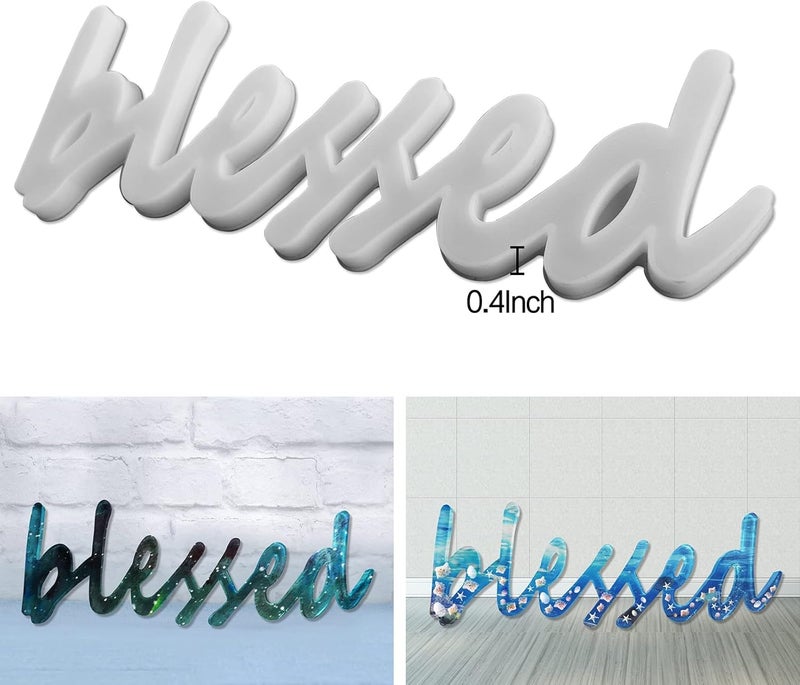 Tucocoo Word Sign Molds 3 Pieces Resin  Silicone Molds for Epoxy Resin  Believe Breathe Blessed Signs  DIY Craft Home Decor - Image 5