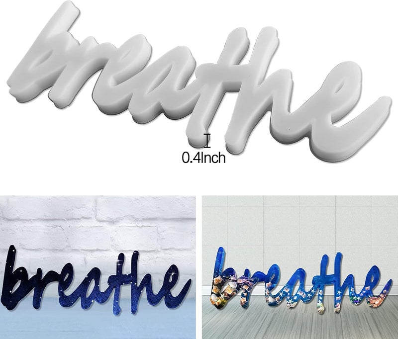 Tucocoo Word Sign Molds 3 Pieces Resin  Silicone Molds for Epoxy Resin  Believe Breathe Blessed Signs  DIY Craft Home Decor - Image 4