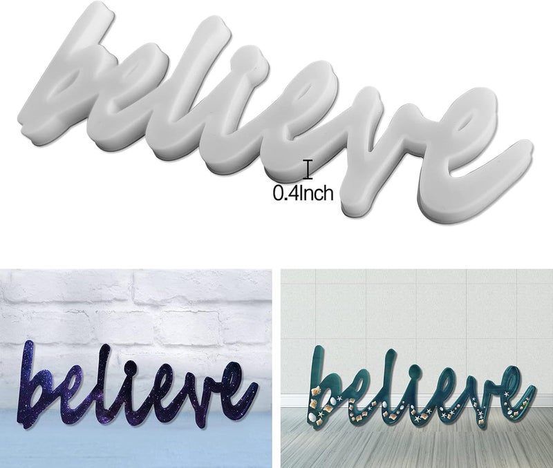 Tucocoo Word Sign Molds 3 Pieces Resin  Silicone Molds for Epoxy Resin  Believe Breathe Blessed Signs  DIY Craft Home Decor - Image 3