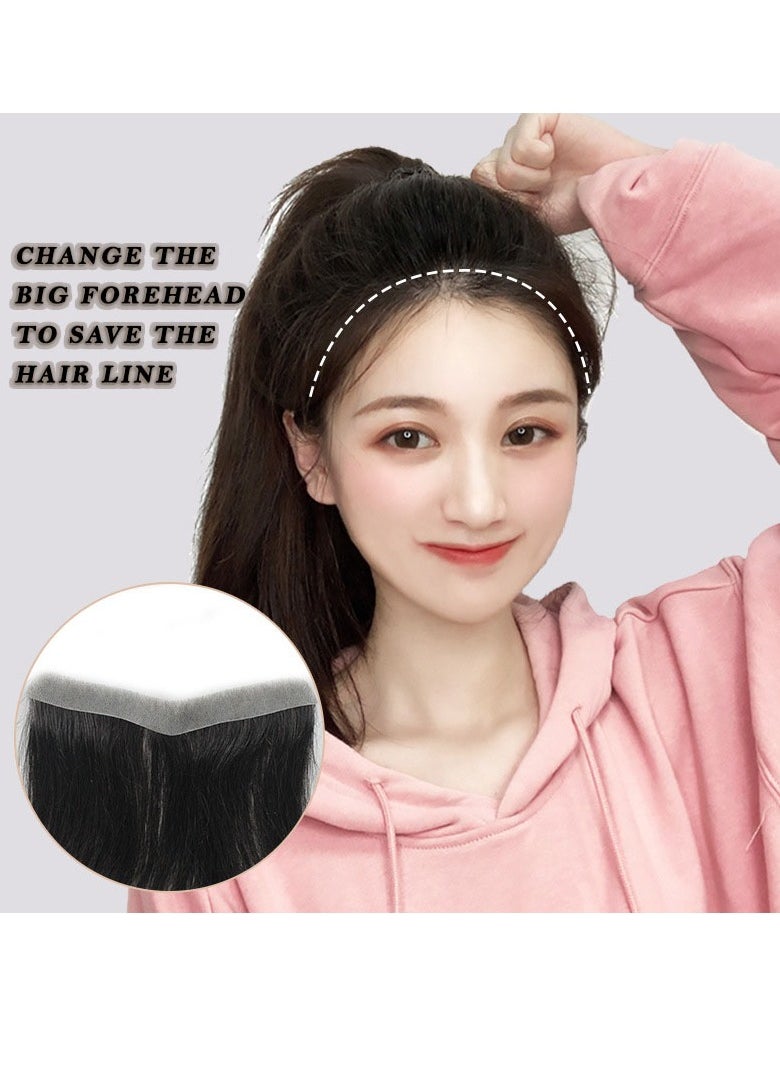 Estelle Hand Woven Invisible Biological Scalp Wig Piece Ladies Forehead Hairline Wig Patch Hair Piece Real Hair Natural Color  - Image 1