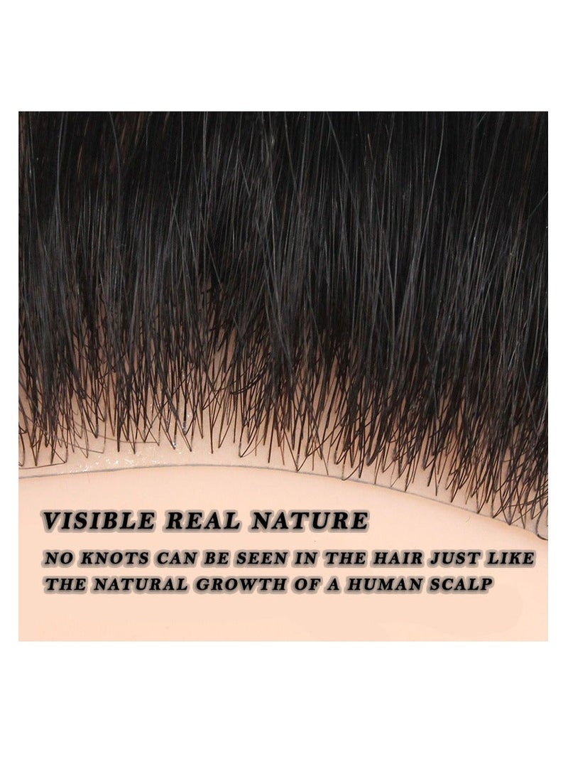 Estelle Hand Woven Invisible Biological Scalp Wig Piece Ladies Forehead Hairline Wig Patch Hair Piece Real Hair Natural Color - Image 4