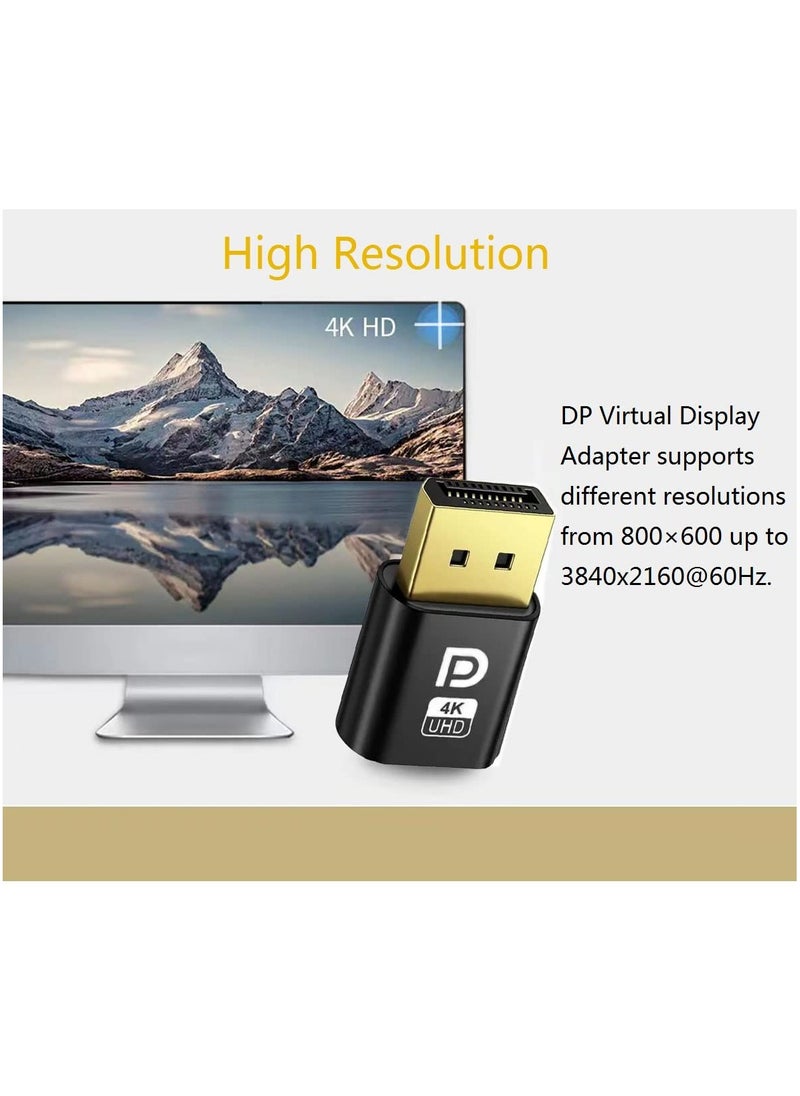 erorex - DisplayPort HDMI Dummy Plug Display Emulator EDID, DP Virtual for PC 4K 1080Pb (fit Headless 2560x1600@60Hz)-2Pack, Compatible with Windows, Mac OS, Linux - Image 1