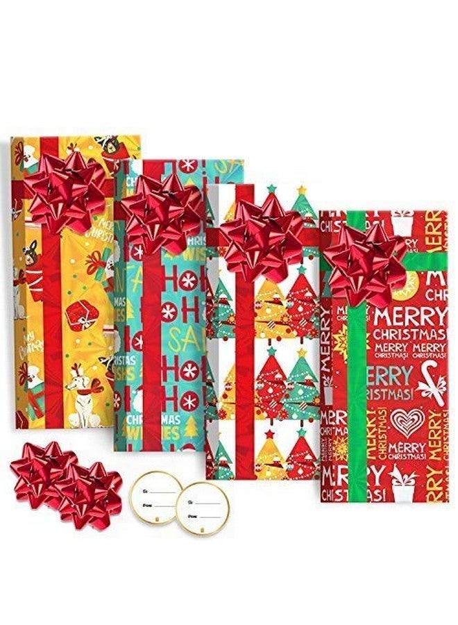 WAVEJOE 8 عبوات لحامل بطاقات عيد الميلاد مع bows تصميم هولوجرافيك لعطلة صندوق حلوى لحفلة عيد الميلاد - Image 1