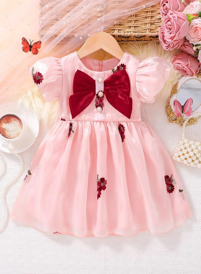 تايك تو Girls Pink Embellished Organza Dress