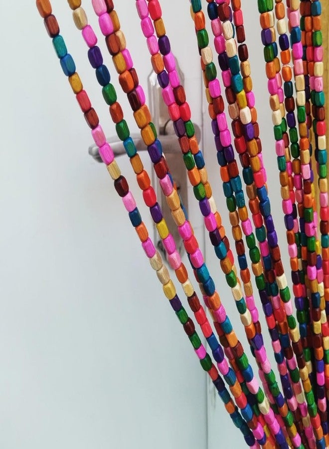 ave split Rainbow Colorful Hippie Wood Door Beaded Curtain Boho-Bohemian Wooden Doorway Beads Curtains Made of Wood&Bamboo-for Window,Aisle, Door Decor 051fz (Colorful, 38 Strands) - Image 3