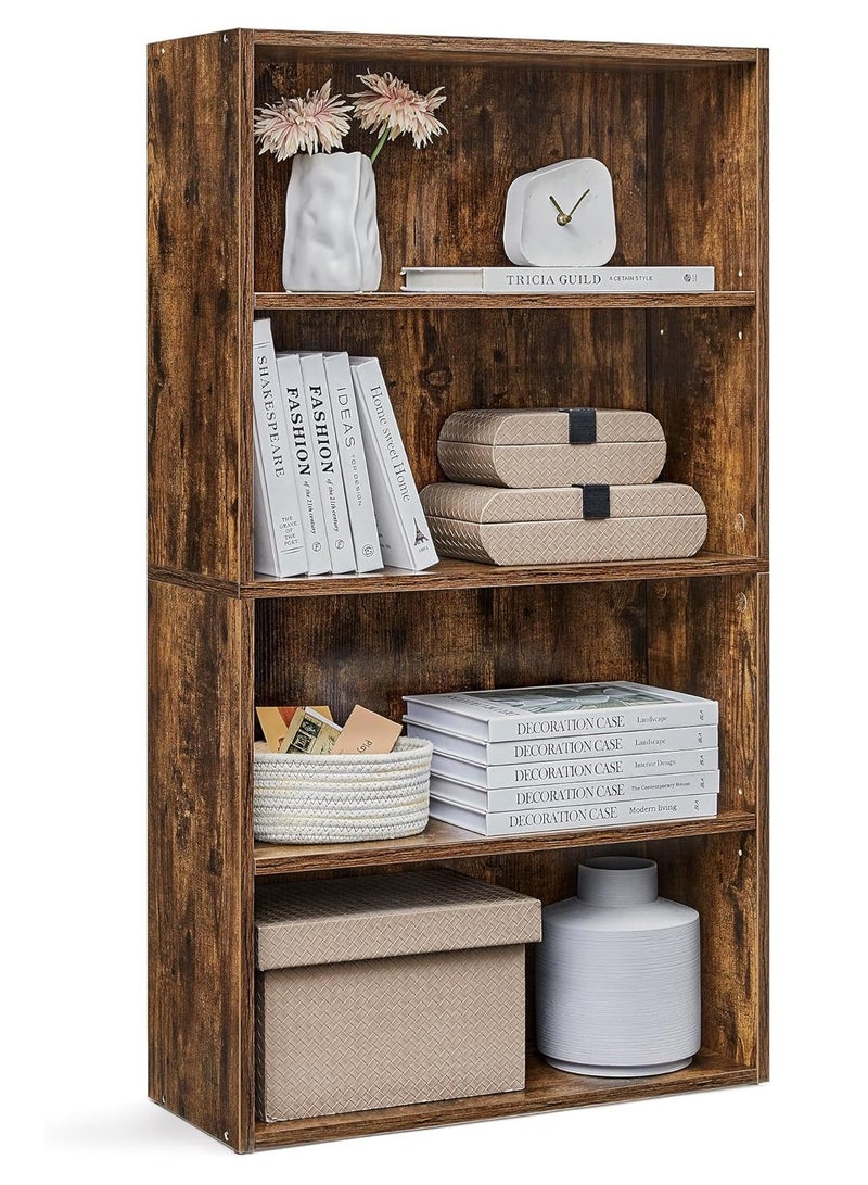 تشولوفز أرفف كتب وخزانات كتب مكونة من 4 طبقات، أرفف عرض وتخزين قائمة على الأرض، ارتفاع 108 سم، خزانة كتب، أثاث ديكور منزلي للمكتب المنزلي، غرفة المعيشة، غرفة النوم، وحدة قائمة على الأرض - Image 1