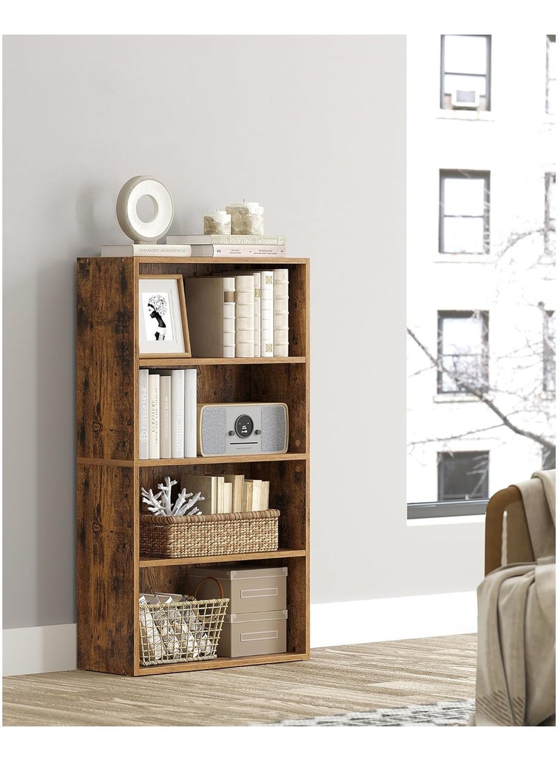 تشولوفز أرفف كتب وخزانات كتب مكونة من 4 طبقات، أرفف عرض وتخزين قائمة على الأرض، ارتفاع 108 سم، خزانة كتب، أثاث ديكور منزلي للمكتب المنزلي، غرفة المعيشة، غرفة النوم، وحدة قائمة على الأرض - Image 2