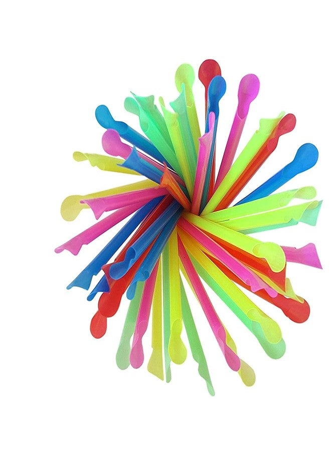 Concession Essentials 8'' Unwrapped Snow Cone Spoon Straw Assorted Bright Colors. Pack of 800ct. - Image 2