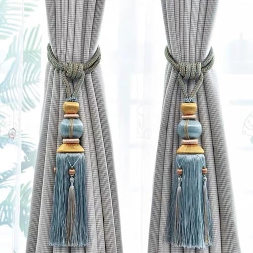 yawpnan Paired Lantern Single Hanging Ball Tassels Curtains Buckle Sling Binding Lantern Tiebacks Handcrafted Braided Buckle Drapery Curtain Holdbacks Window Treatments for Home - Image 5