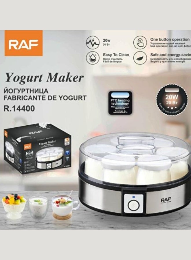 RAF Yogurt Maker, 20W Electric Automatic Yogurt Machine with 7 Glass Jars, One-Button Operation, Easy to Clean, PTC Heating Technology – Healthy Homemade Yogurt Maker - Image 2