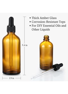 Aozita 4 Pack, 4Oz Amber Glass Dropper Bottles With 1 Funnel & 4 Lables - 120Ml Dark Brown Tincture Bottles With Eye Droppers - Leakproof Travel Bottles For Essential Oils, Liquids  - Image 2